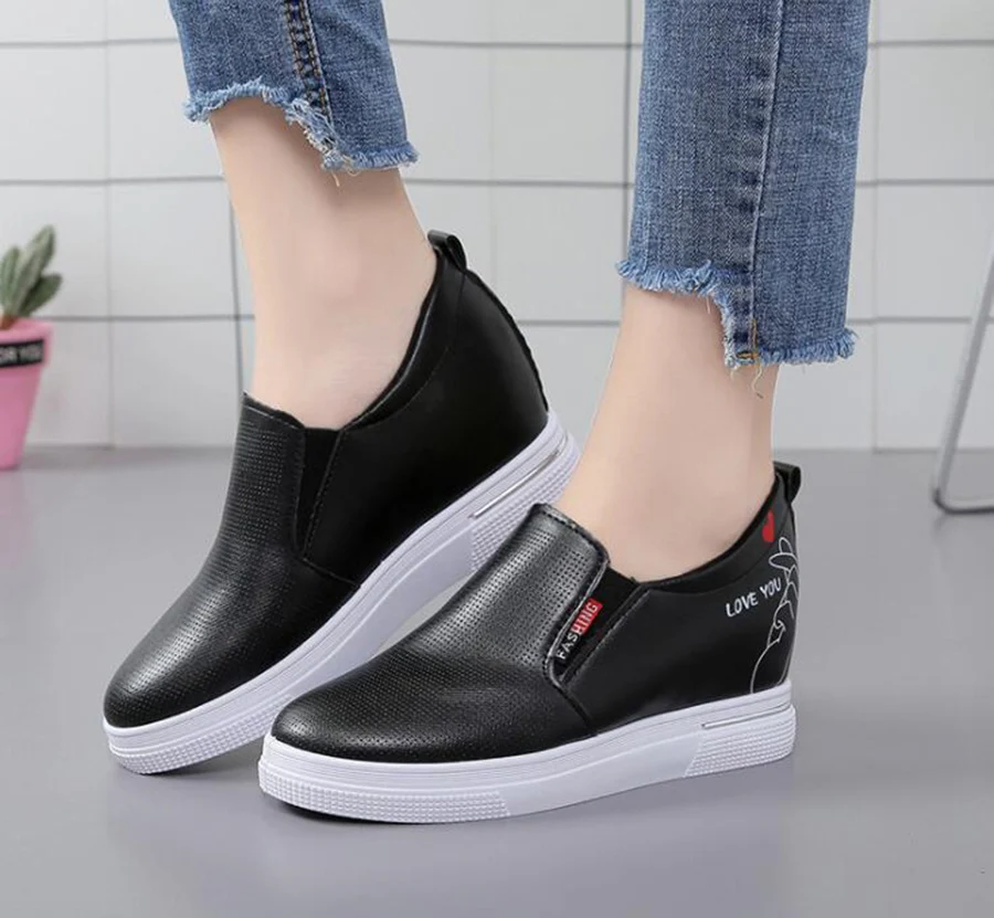 Plate Shoes Women's Breathable Simple Small White Autumn Waterproof Platform Muffin with Increased Within | Обувь