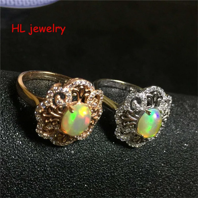 Австралийские кольца из натурального огненного опала 7x9 мм овальные женские