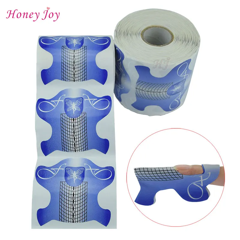 

New 300pcs/lot Professional Blue Butterfly Nail Form Tips Nail Art Guide Form Acrylic Tip Gel Extension Sticker Nail Polish Curl