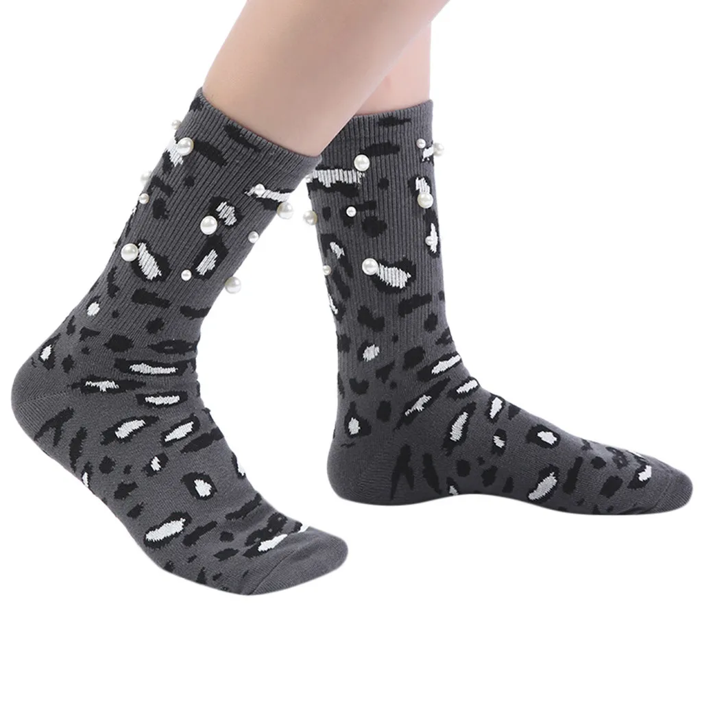 JAYCOSIN Hot High Quality 1 Pair Fashion Design Women Ladies Warm Leopard Socks Mid Tube Ins-Style Vintage Pearl New | Женская одежда