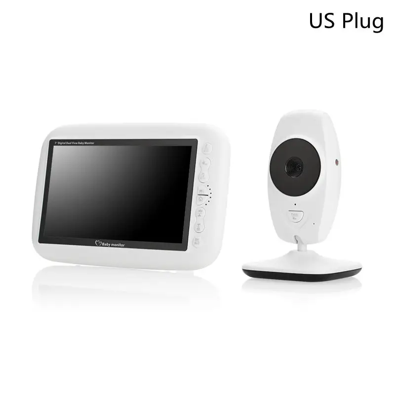 US Plug 7,0 дюймов детская камера монитор ночного видения 4 колыбельных монитор температуры Babyphone видео детский спящий монитор - Цвет: US Plug