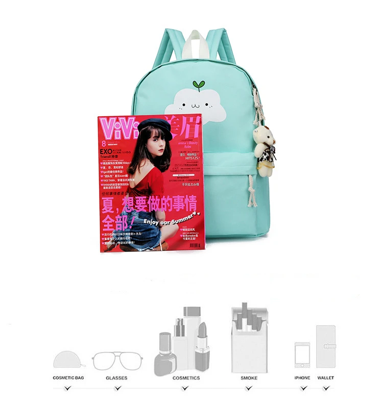 Women canvas backpacks 5pcs/Set school backpack for teenagers fashion female backpack Rucksack school bags women