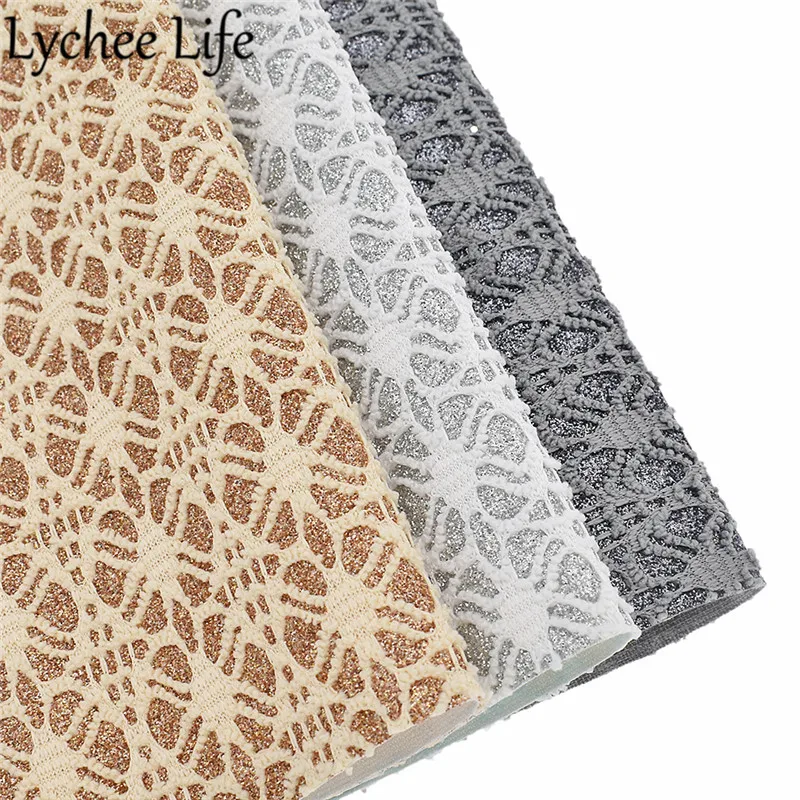 Lychee Life блестящая кружевная искусственная ткань A4 из искусственной кожи, ткань ручной работы, современная домашняя одежда, текстиль, швейная одежда, аксессуары