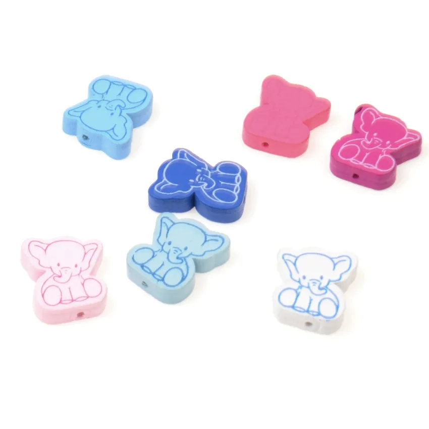 MIAOCHI DIY 30 шт. 20x25 мм смешанные цвета животных Слон бусины из натурального дерева
