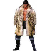2019 Winter Men Long Hair Raccoon Fur Coat Faux Fur Outwear Coats Mens Punk Parka Jackets Hombre Fur Overcoat Clothing Plus Size