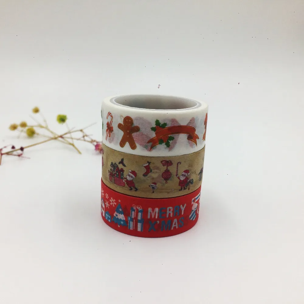 3 рулона красивые washi клейкая лента/15 мм* 5 м Merry маски для рождества Японии Васи ленты