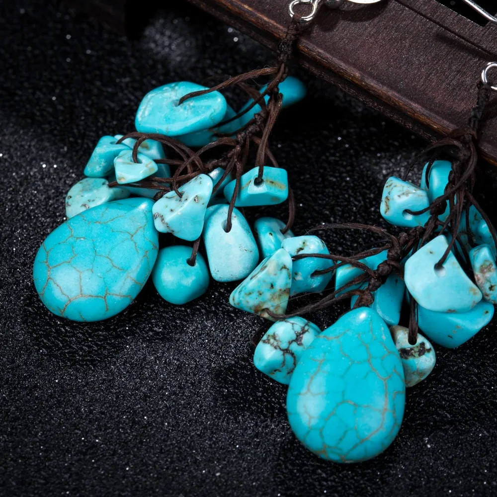 

ETHNIC Vintage Handmade Tassels Boho Green Waterdrop Charm Dangle Drop Earrings for Women Bohemian Earring Wholesales