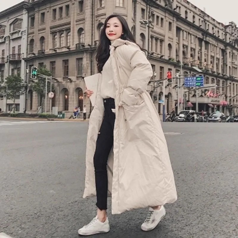 Для женщин с капюшоном Длинная парка 2018 г. зимняя модная утепленная верхняя