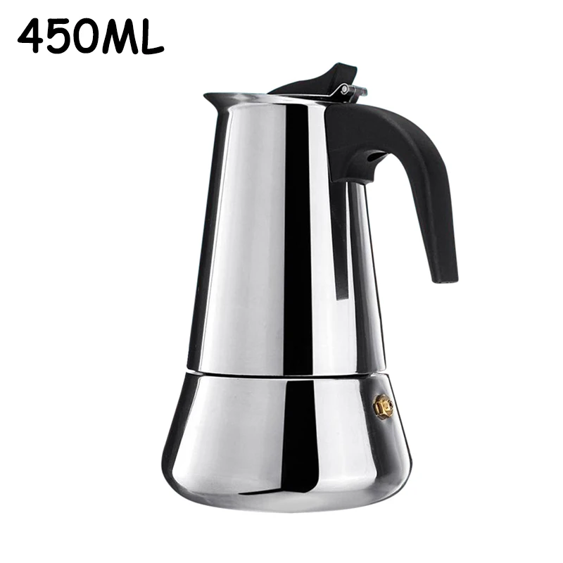 Кофейник из нержавеющей стали, кофейник Mocha Moka, эспрессо, латте, плита, кофейник, фильтр, 100 мл, 200 мл, 300 мл, 450 мл, кофемашина - Цвет: Big Bell 450ML