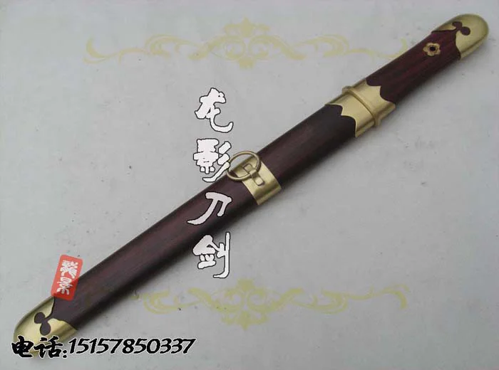 S4948 Коричневый Деревянный Китайский классический короткий нож меч с Дамасским