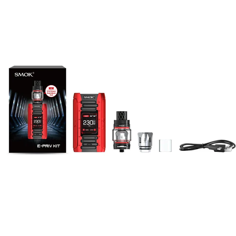 Original SMOK E-PRIV KIT 230W E Priv Box MOD Vape 8ML TFV12 Prince Tank with V12 Dual Max Mesh Coil Electronic Cigarette | Электроника