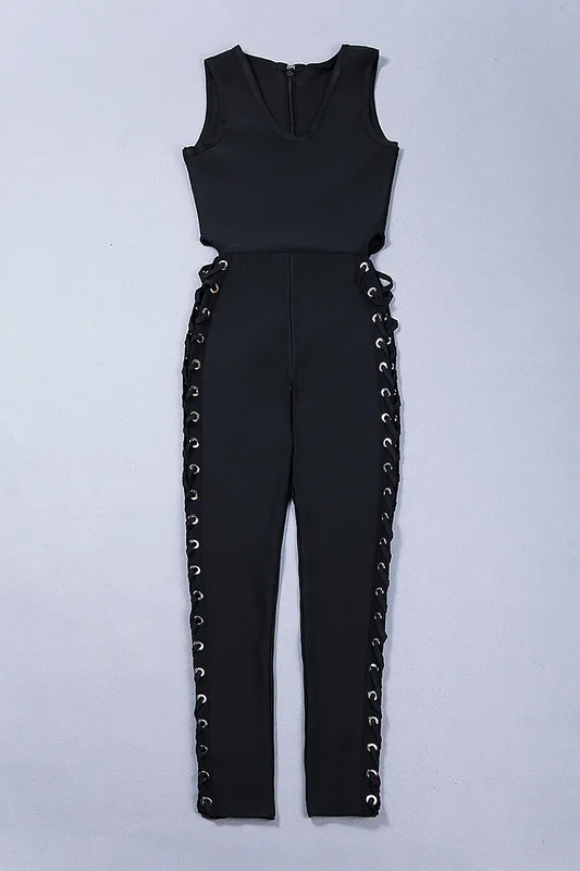 Женский Облегающий комбинезон черный вязаный лето 2016 | Женская одежда