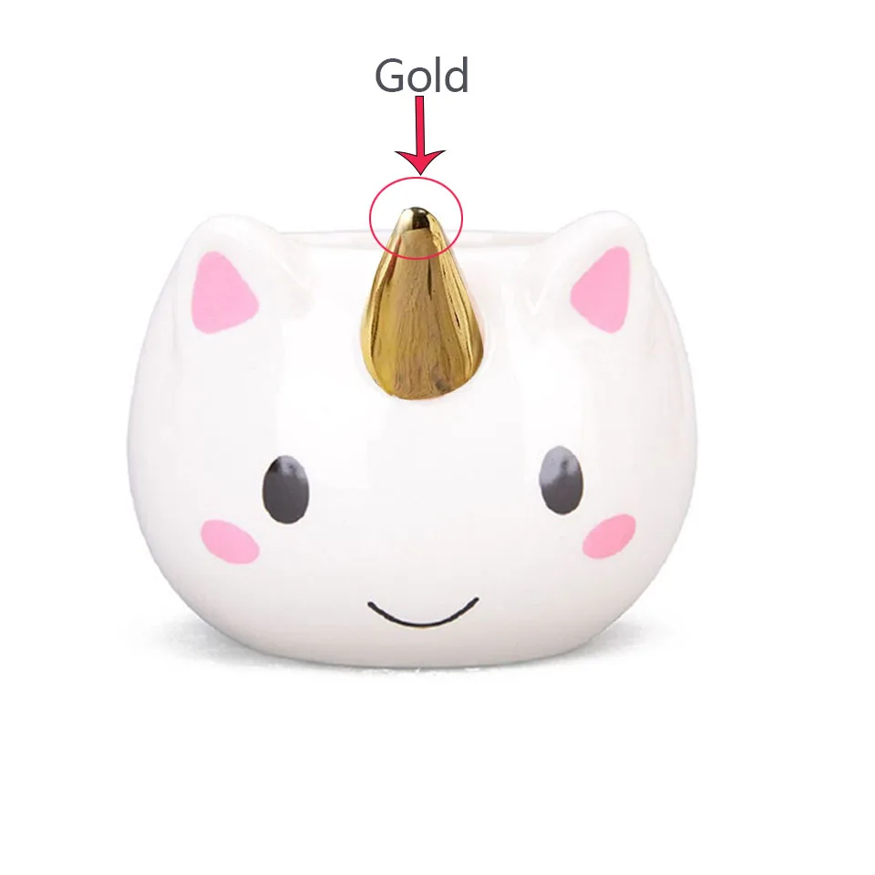 Gold Unicorn Кружка с единорогом, 300 мл, радужная лошадь, единорог, кружки, чашка с 3D единорогом, керамическая кофейная кружка, Золотая стерео, милые чашки с единорогом - Цвет: Gold Unicorn