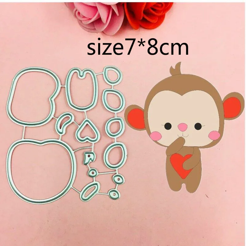 

Lovely Monkey love Bow Ear die cutting dies scrapbooking embossing folder suit for sizzix fustella big shot cutting machine