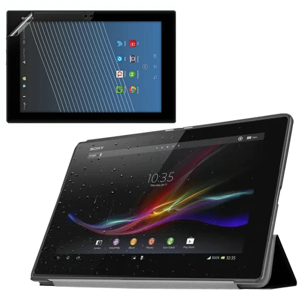 Ультратонкий кожаный чехол-книжка с магнитной подставкой + 1 прозрачная пленка