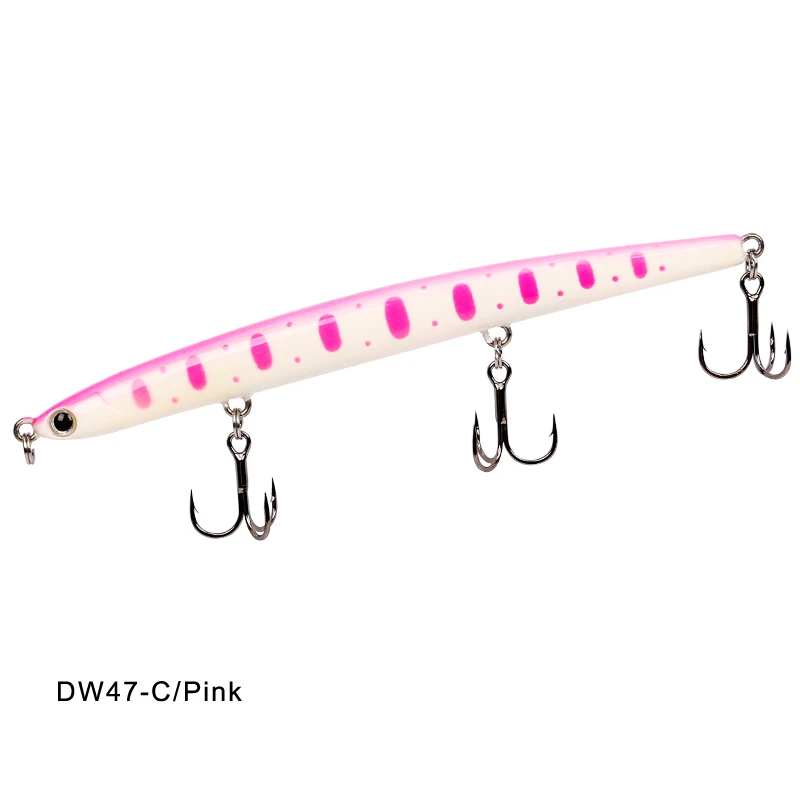 Pink TSURINOYA DW47 Тонущая приманка для рыбалки карандаш 12 г 110 мм приманки тройные Крючки тонкая жесткая искусственная приманка рыболовные приманки воблер - Цвет: Pink