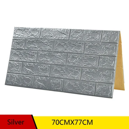 Silver 3D настенные панели, наклейки для гостиной, 3D кирпичные обои для детской комнаты, спальни, домашний декор, 3D настенные покрытия, самоклеющиеся обои - Цвет: Silver