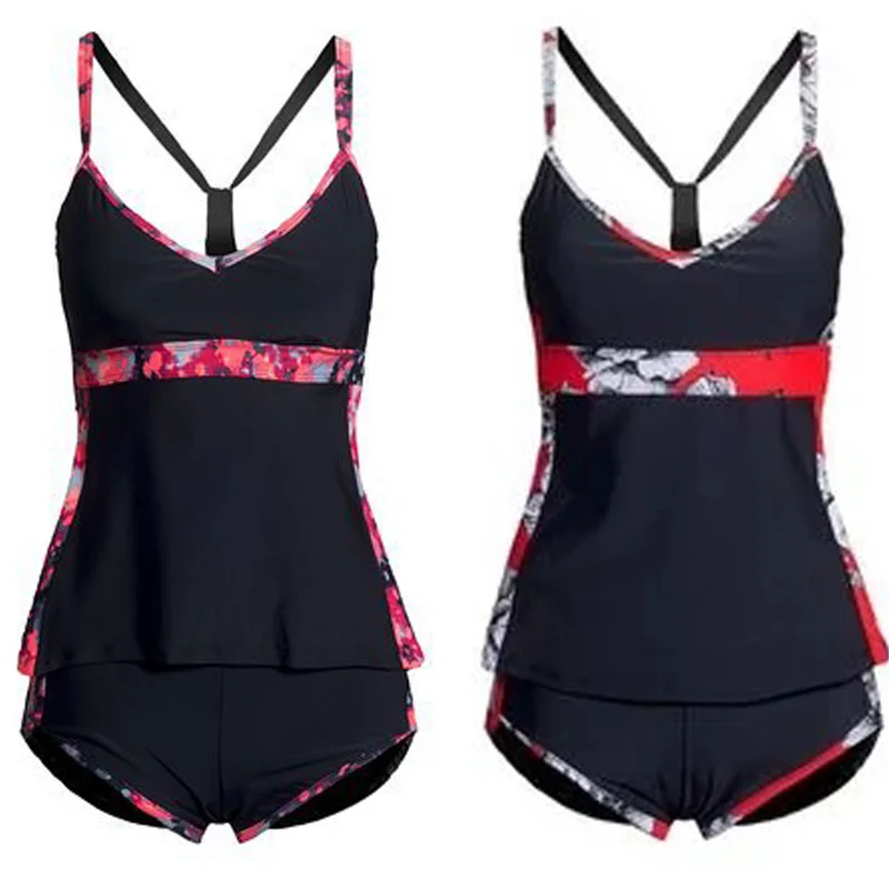 Популярные женские 2019 купальники бикини из двух частей юбка боксер купальник с