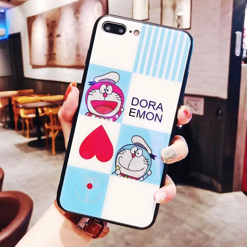 Мультфильм милый Doraemon шаблон телефона чехлы для iPhone X 7 8 плюс крышка 6 6s синий