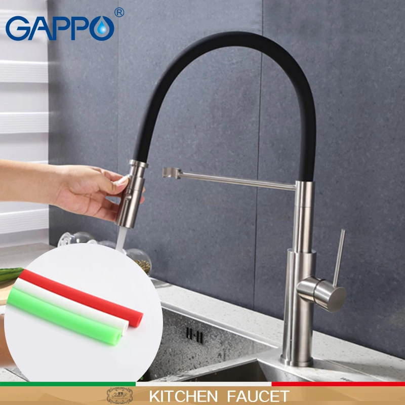 Gappo смесители для кухни черный выдвижной кухонный кран питьевой воды Водопад на