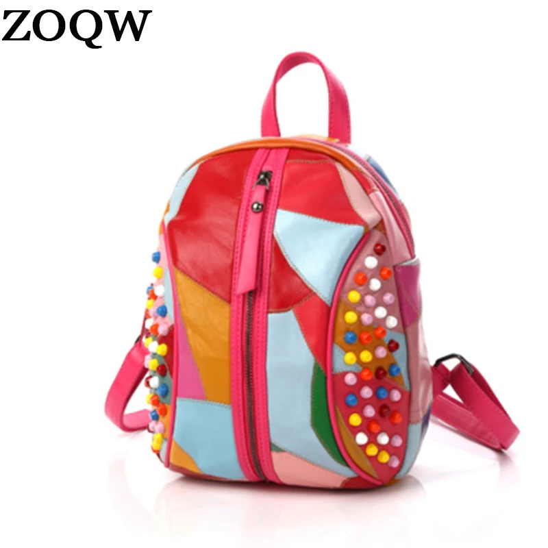 ZOQW 2018 Модные женские рюкзаки из искусственной кожи школьные сумки для девочек