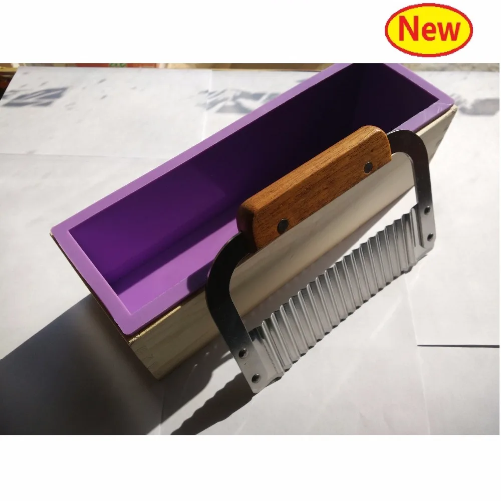 Прямоугольная силиконовая форма для мыла DIY+ деревянная коробка+ волнистый нож для мыла ручной работы 42 унции 1,2 кг набор форм для мыла