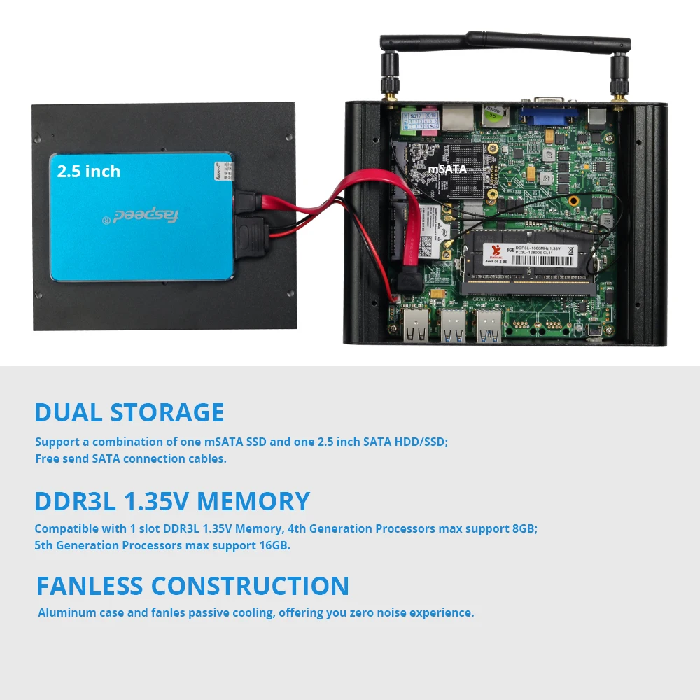 XCY X31 Мини ПК Intel Core i3 4010U 5005U i5 4200U 5200U i7 5500U офисный компьютер HTPC Windows 10 Linux HDMI VGA WiFi 6* USB