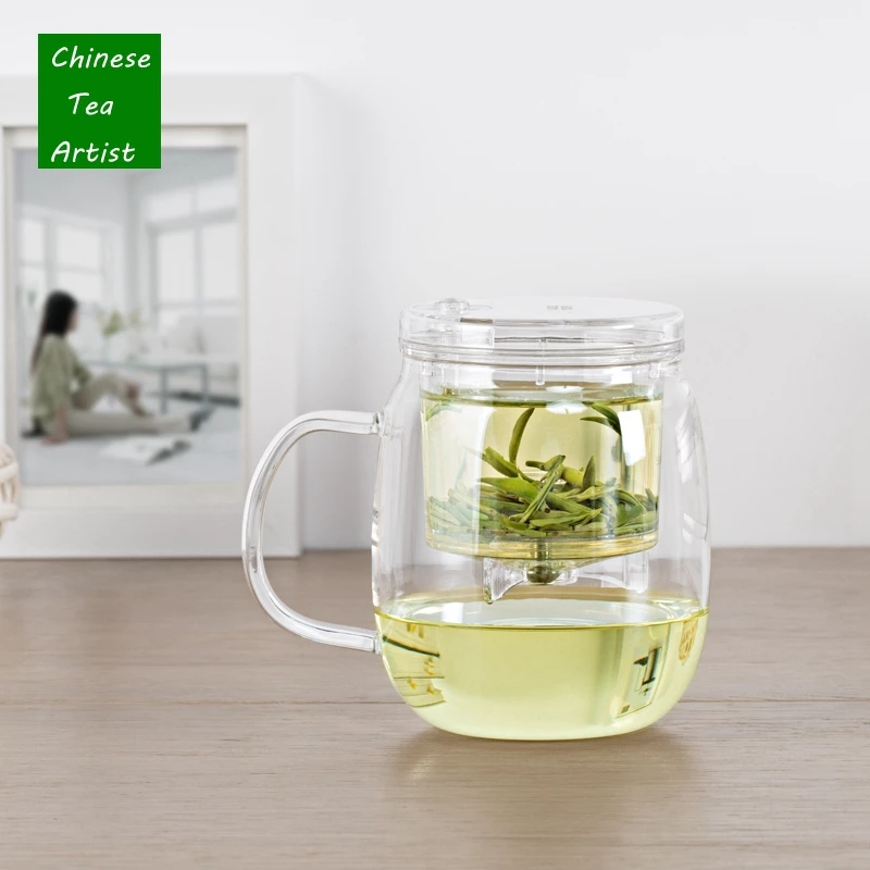 Горячая Распродажа термостойкая стеклянная чайная кружка с крышкой и инфузером