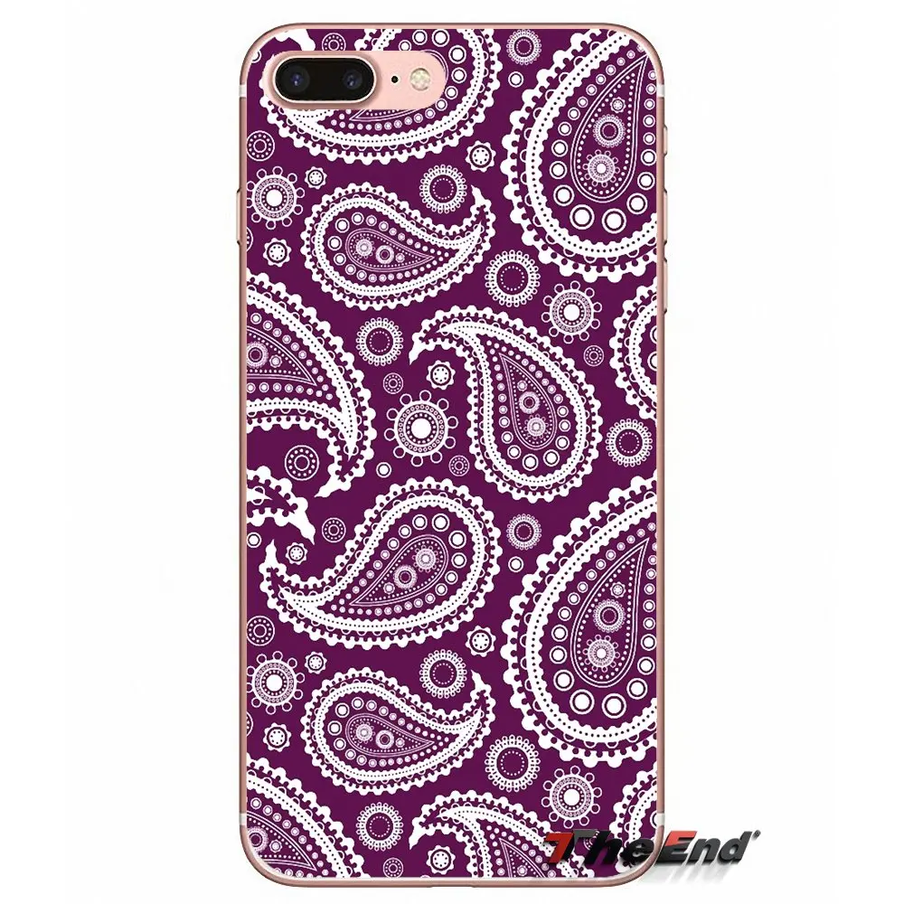 Чехол для iPhone X 4 4S 5 5S 5C SE 6 6S 7 8 Plus Samsung Galaxy J1 J3 J5 J7 A3 A5 2016 2017 фиолетовый цветок Пейсли