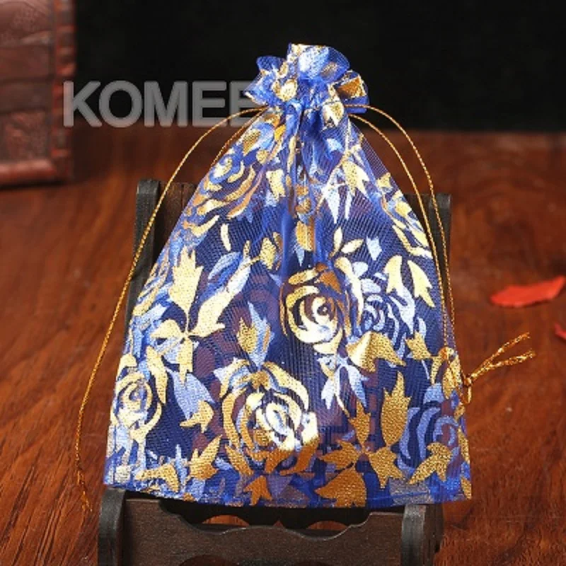 

Wholesale Organza Pouches 500pcs/lot 9x12cm Print Rose Organza Bags for Wedding Christmas Gifts Candy Jewelry Packaging Pouches