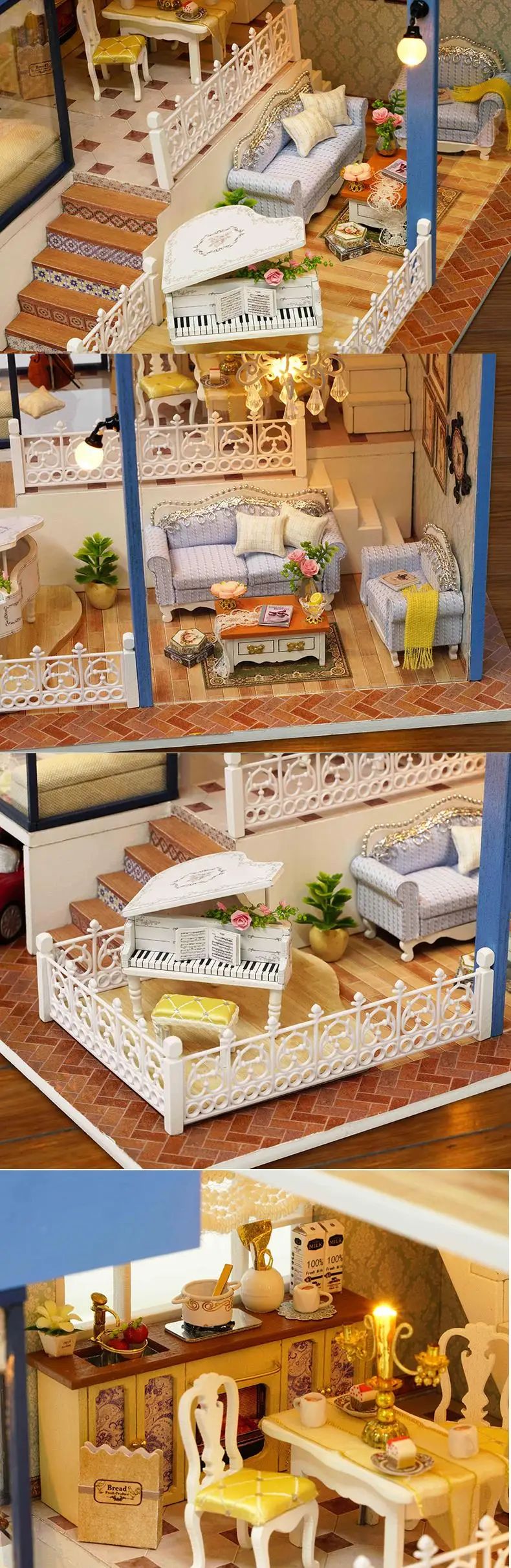 Мебель DIY Кукольный дом Wodden Miniatura кукольные домики набор мебели DIY головоломка Сборка Кукольный домик игрушки для детей подарок A061