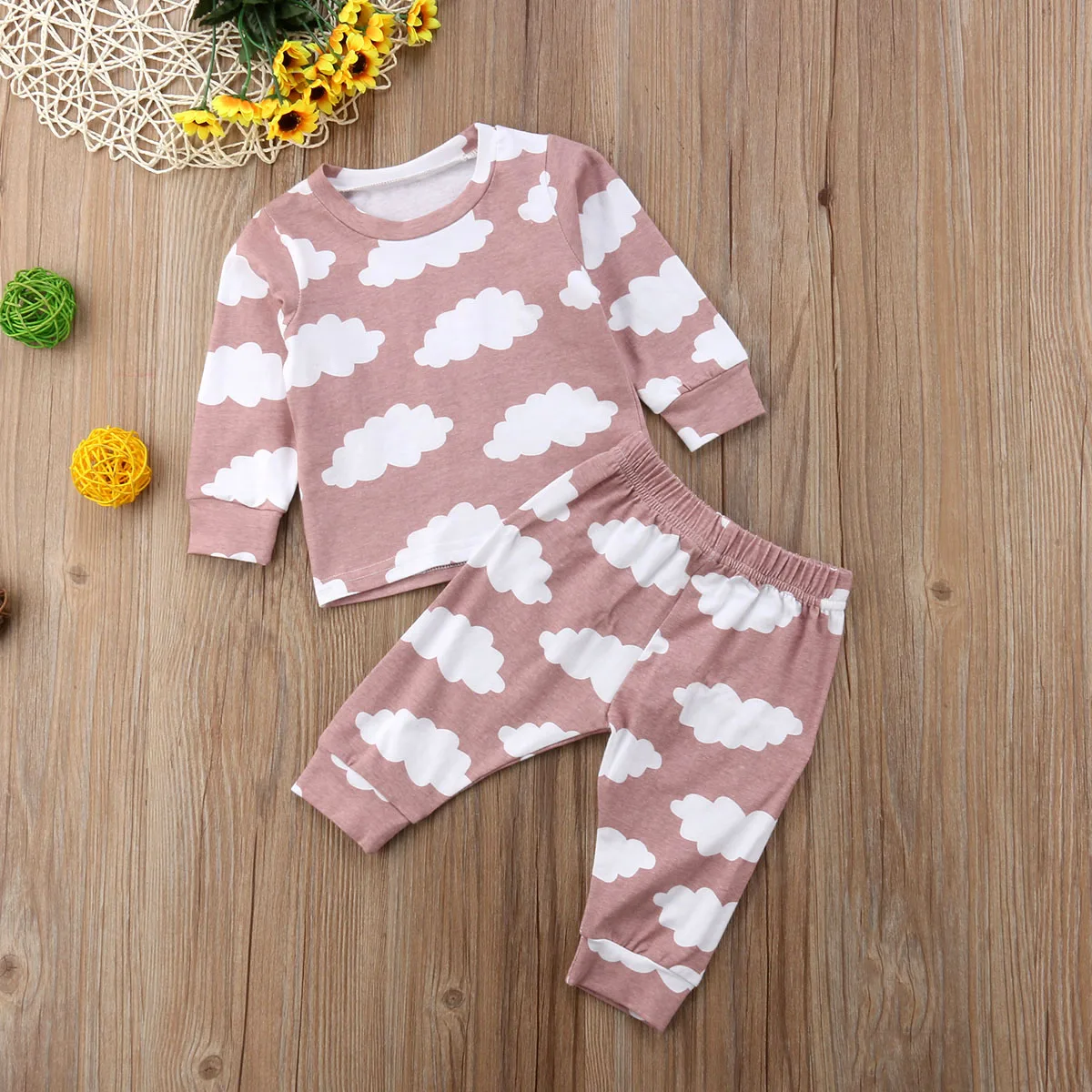 Newborn Infant Kid Baby Boys Girl Clothes Cotton Casual Popular Tops T-shirt +Long Trousers 2PCs Set Outfits 0-3T | Детская одежда и
