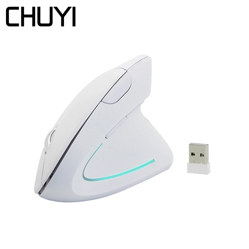 Мышь Компьютерная CHUYI Беспроводная вертикальная 800/1200/1600DPI с ковриком для