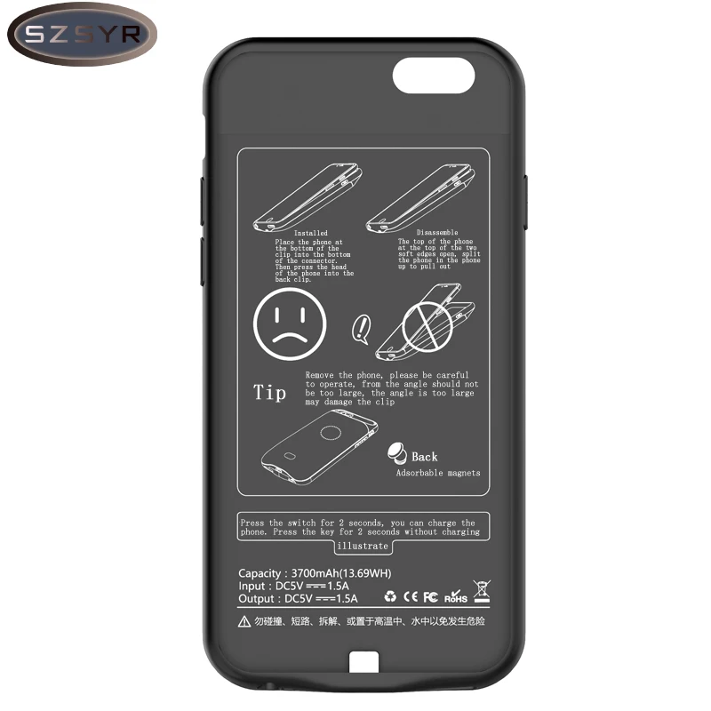 Запасной аккумулятор для iPhone 6 Plus/6S Plus Внешнее зарядное устройство внешний iphone 3700