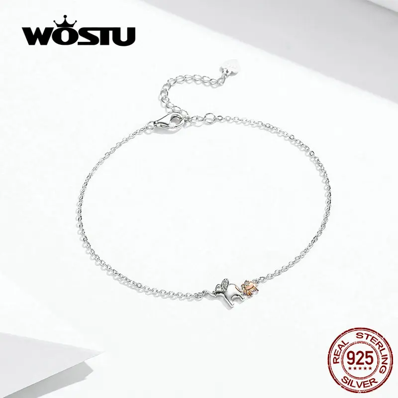 WOSTU 2020 New Elephant Family Bracelet 100% Real Sterling Silver Clever &amp Gentle Original DXB152 | Украшения и аксессуары