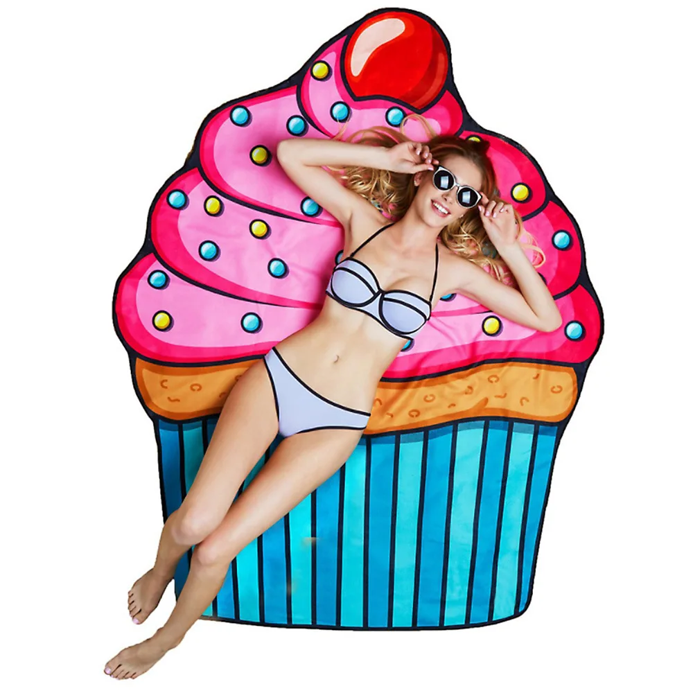 Летние Нерегулярные пляж Полотенца s Donut красочный торт пицца фрукты банное