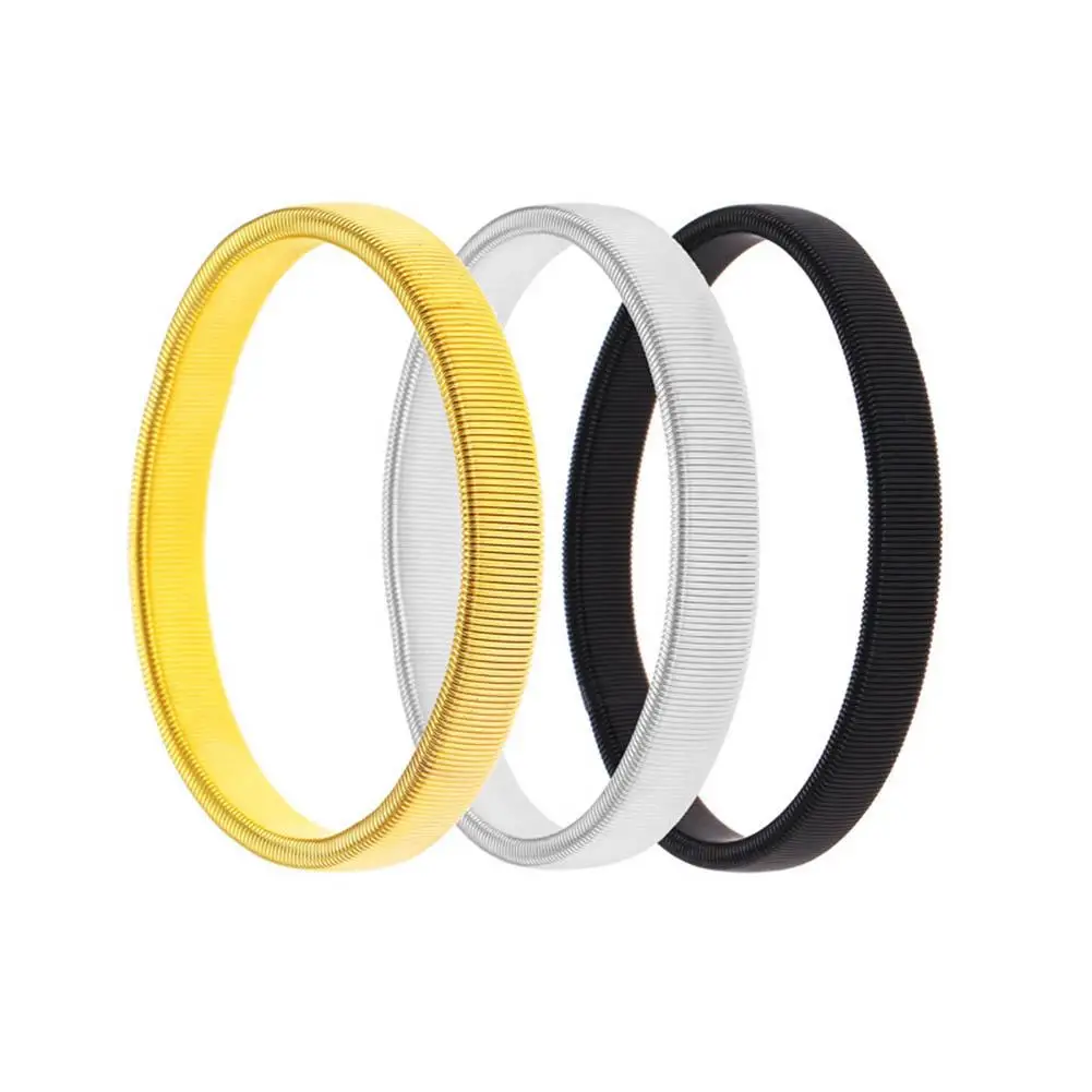 

Simple Fashion Retro Men Spring Cuff Bartender Bangle Elastic Wristband Metal Bracelet