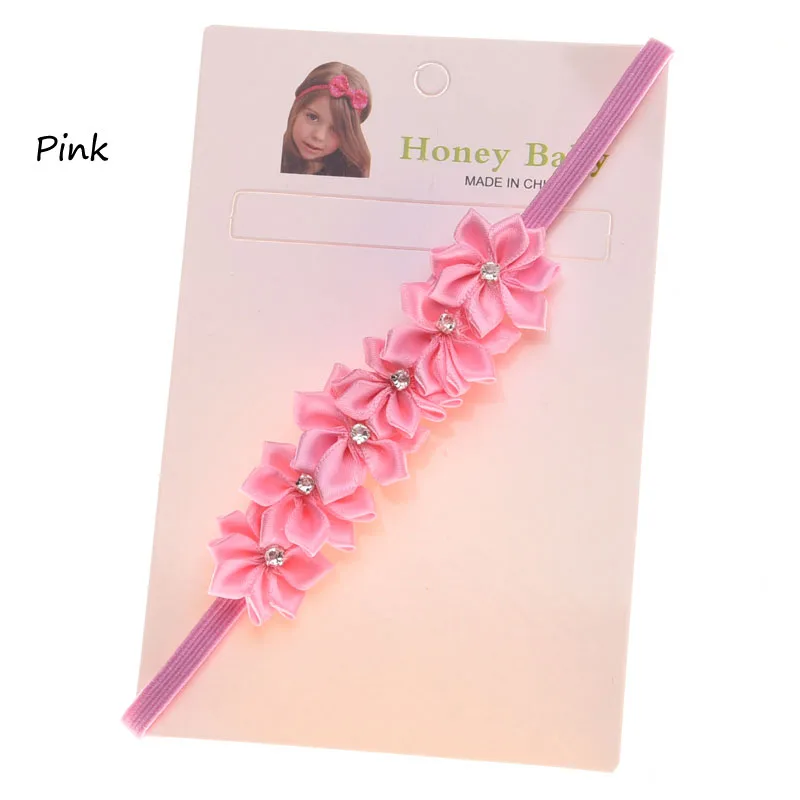 2 шт. яркие радужные hairbow волосы Луки повязка Повседневное Женские аксессуары для волос DIY цветок оголовье реквизит для фотосессии на первый день рождения - Цвет: Pink