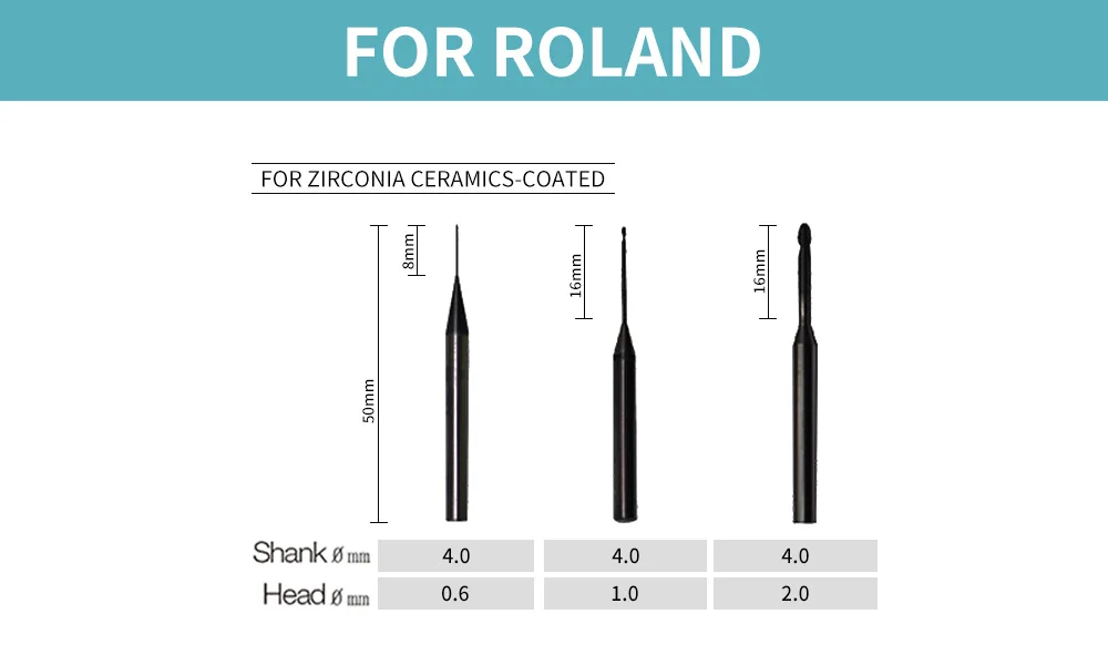 3 предмета в комплекте, печатающая головка Roland dwx 50/51 52 фрезерный станок Боры Стоматологические cad cam фрезерные боры 0,6 мм/1,0 мм/2,5 мм