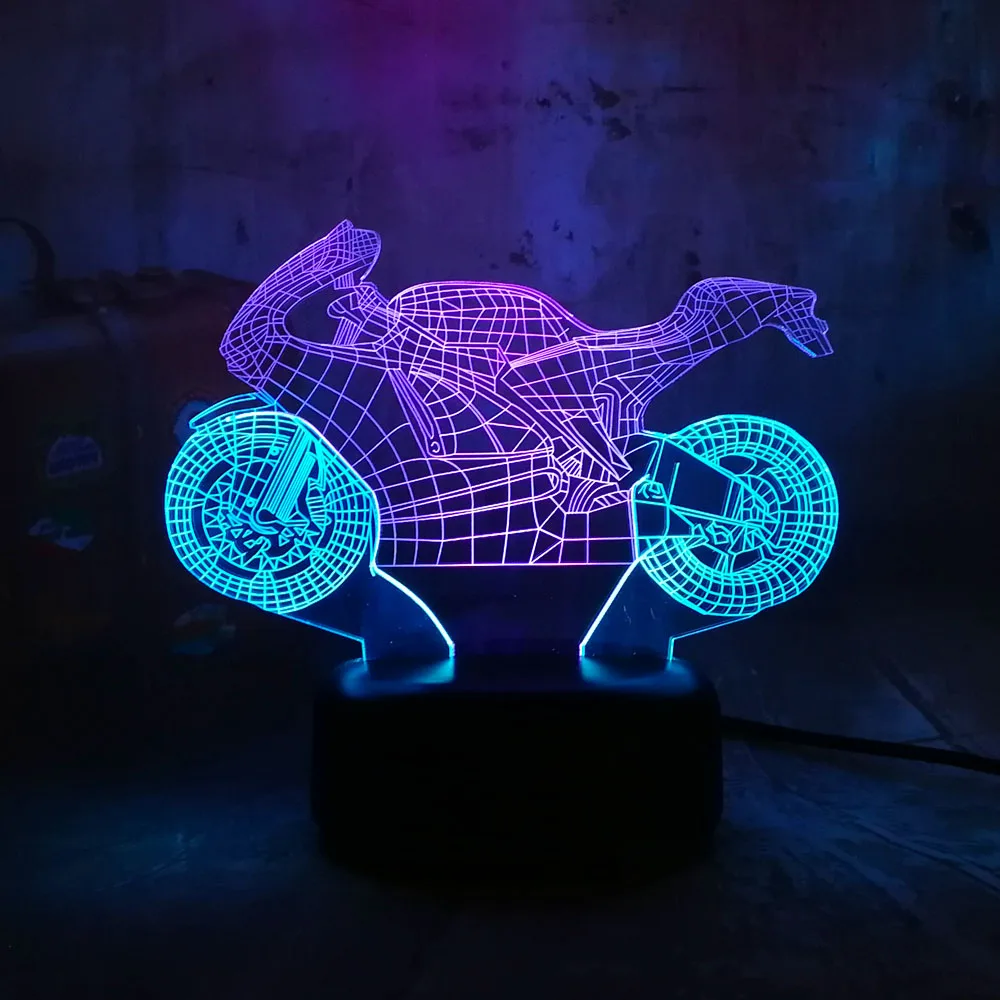 Новый двойной смешанный цветной крутой Мотоцикл 3D светодиодный ночной