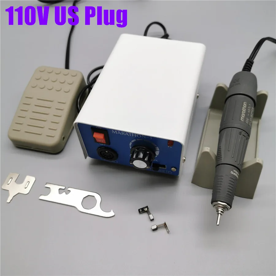 1Set 110V equipment 65 Вт сильный марафон эскорт-3 pro блок управления 35000 об/мин DC 30 в H37L1 микромотор наконечник электрические маникюрные Сверла инструмент для ногтей - Цвет: 1Set 110V equipment