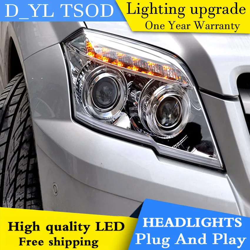 D_YL автомобильный Стайлинг для Benz GLK 300 фары 2011 светодиодный ные DRL линзы двойной