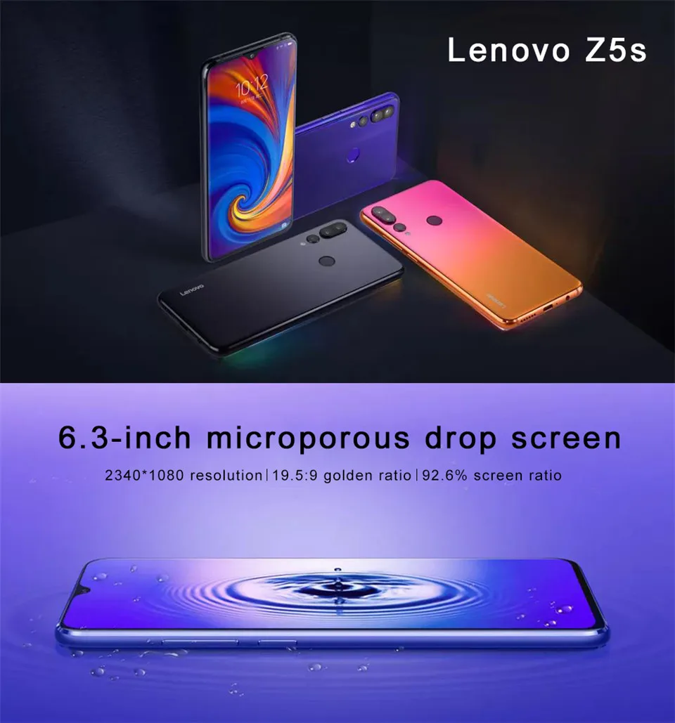 Мобильный телефон lenovo Z5S с глобальной ПЗУ, 6 ГБ, 128 ГБ, L78071, Восьмиядерный процессор AI, три камеры Snapdragon 710, 4G, FDD LTE, 6,3 дюйма, Android 9,0