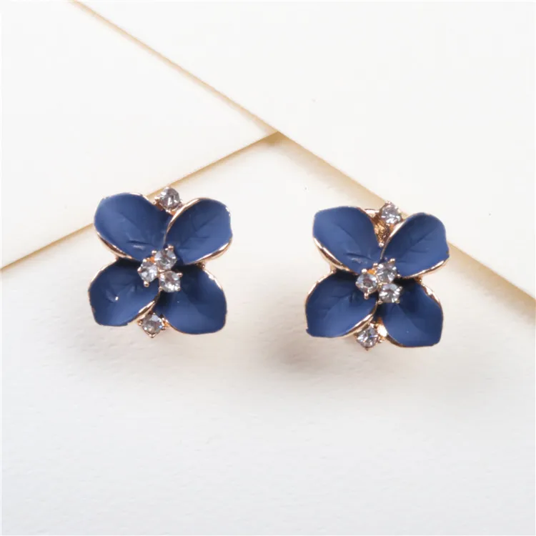 Модные серьги с цветком камелии синего цвета|camellia earrings|earrings flowerfashion flower earings |