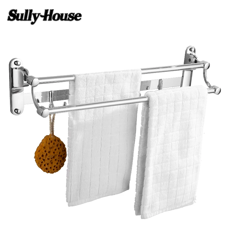 Складные вешалки для полотенец из нержавеющей стали ванной комнаты двойной