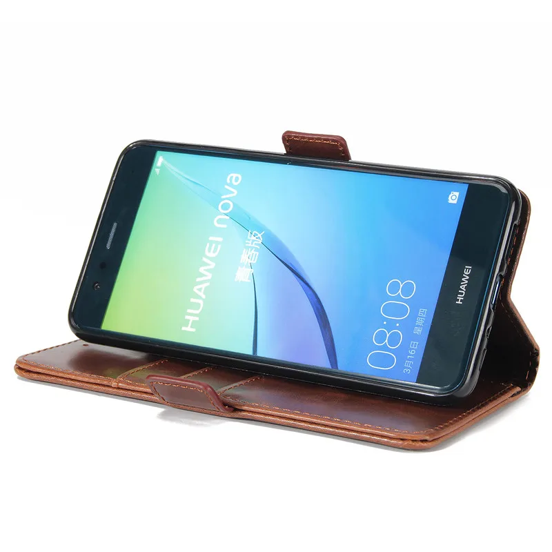 Retro Luxury Wallet Case For Huawei Ascend P10 Lite Original PU Leather Flip Phone Bag Cover Nova Cases | Мобильные телефоны и