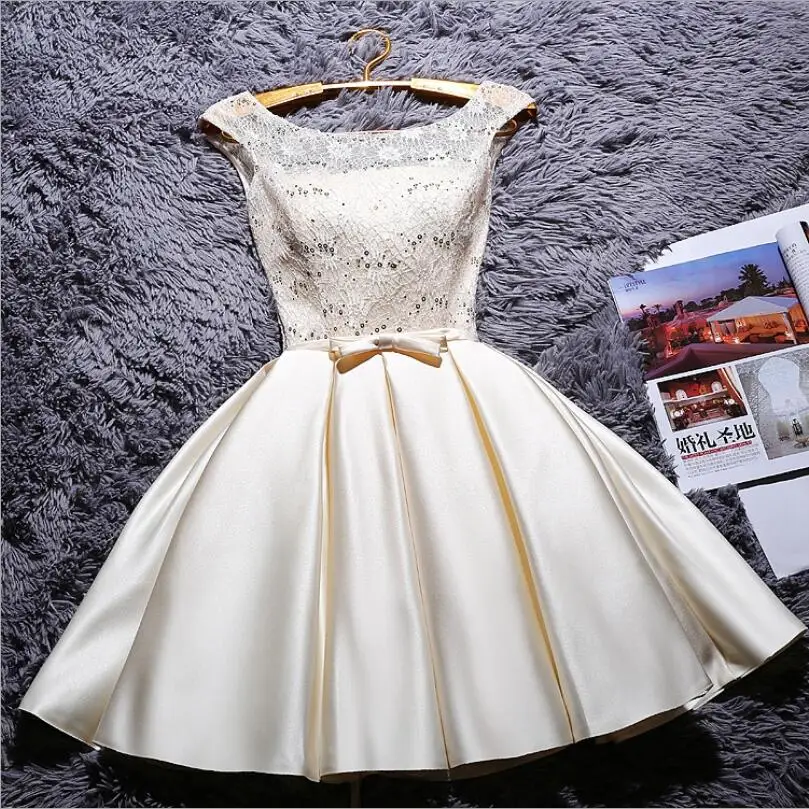 NICEOOXIAO New Girl Dress O-Neck Perspective Straps Evening Lace Sequined Short Party Ball Gown Formal Plus Size 90 | Свадьбы и