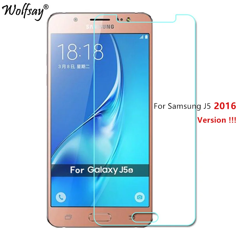 Для стекла Samsung Galaxy J5 2016 закаленное стекло для Защита экрана пленка Wolfsay|glass for