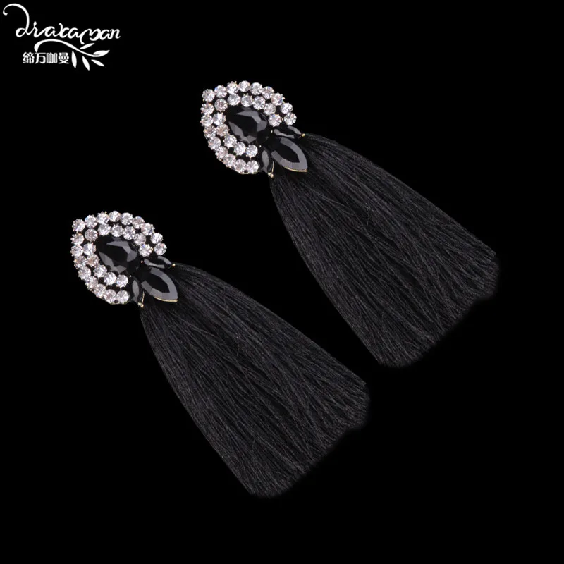 Dvacaman, брендовые этнические длинные серьги с кисточками, женские, Boho, цветные, хрустальные стразы, висячие, для женщин, массивные, вечерние, ювелирные изделия