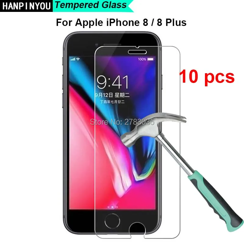 

10 шт. для Apple iPhone 8 4,7 "/8 Plus 5,5" 9H твердость 2.5D ультра-тонкая закаленная Защитная стеклянная пленка для экрана